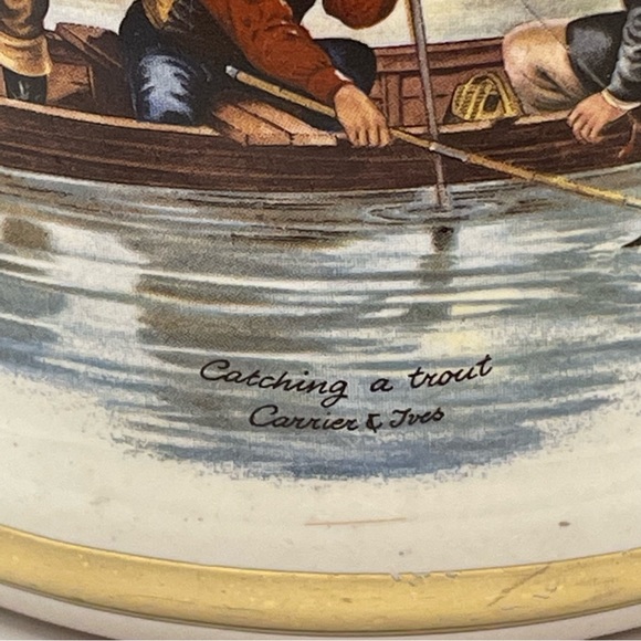 Vintage Prince William Pottery 22 Carrat Mug Currier & Ives Catching a Trout - Picture 5 of 11